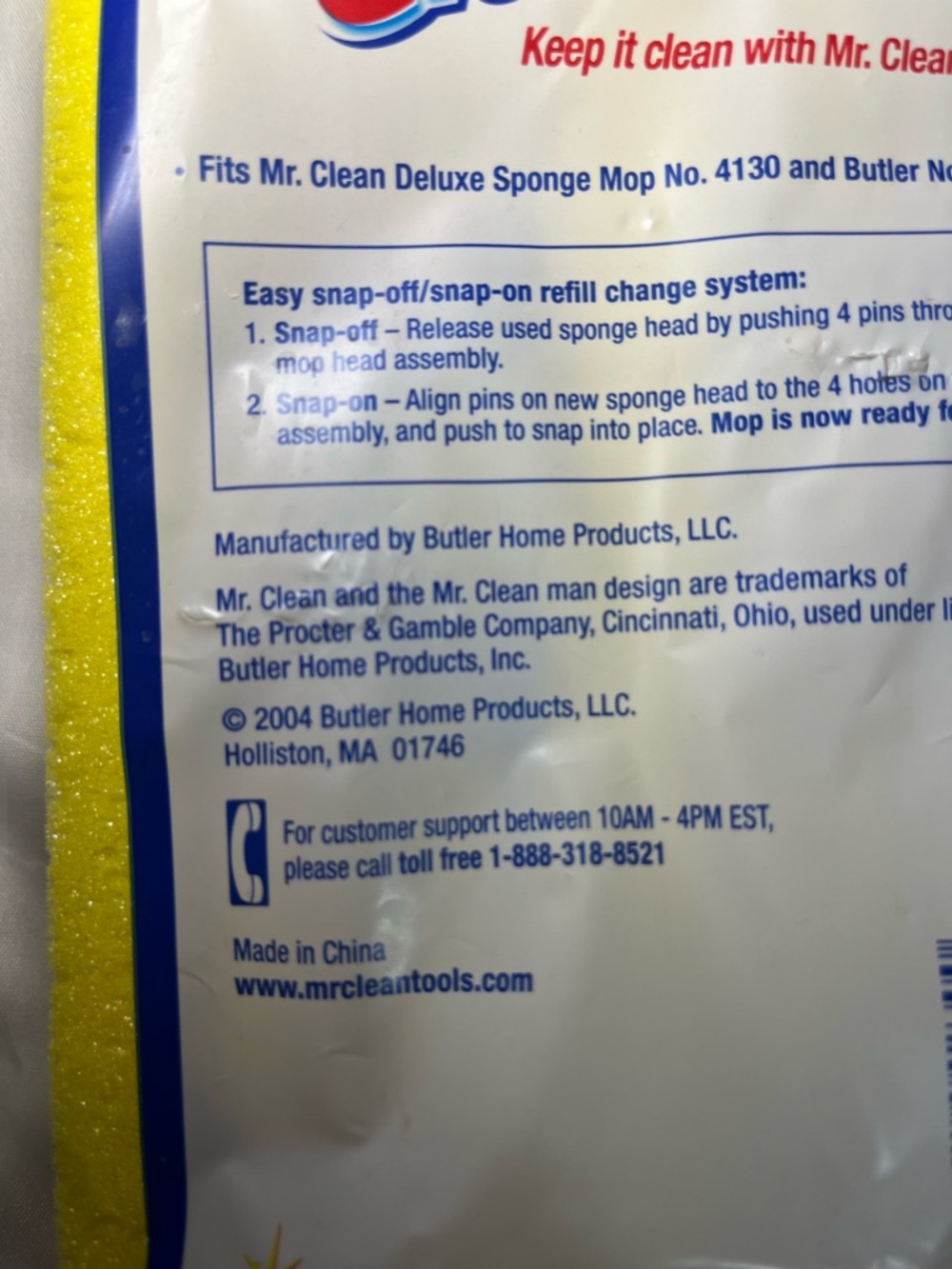 Mr Clean Sponge Mop Refill Snap On Off NEW Vintage 2004 Discontinued - Picture 4 of 5